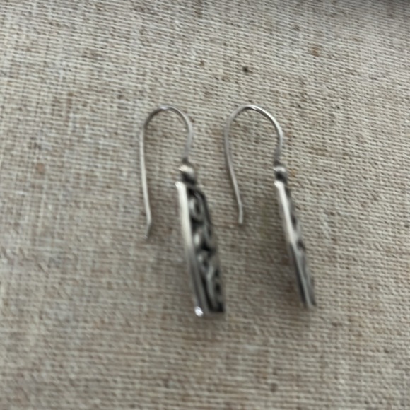 Vintage Sterling Scroll Rectangular Earrings - Picture 3 of 6